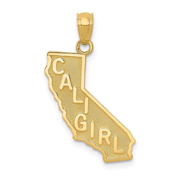 14k Yellow Gold CALI GIRL State Map Pendant,All Products : American Fashion Style Bags On Sale